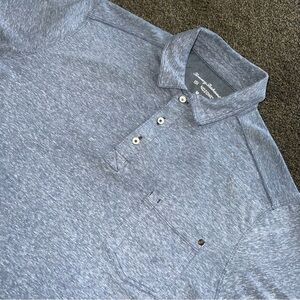 Tommy Bahama Men’s Island Zone Blue Heather Slub Knit Pocket Polo Shirt Size M
